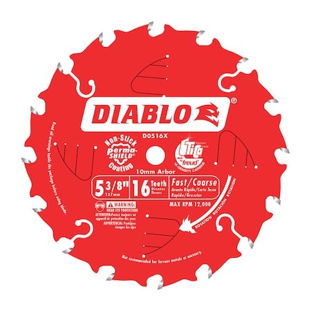 Diablo Diablo 5-3/8 in. D X 10 mm TiCo Hi-Density Carbide Trim Saw Blade 16 teeth 1 pk d0516x